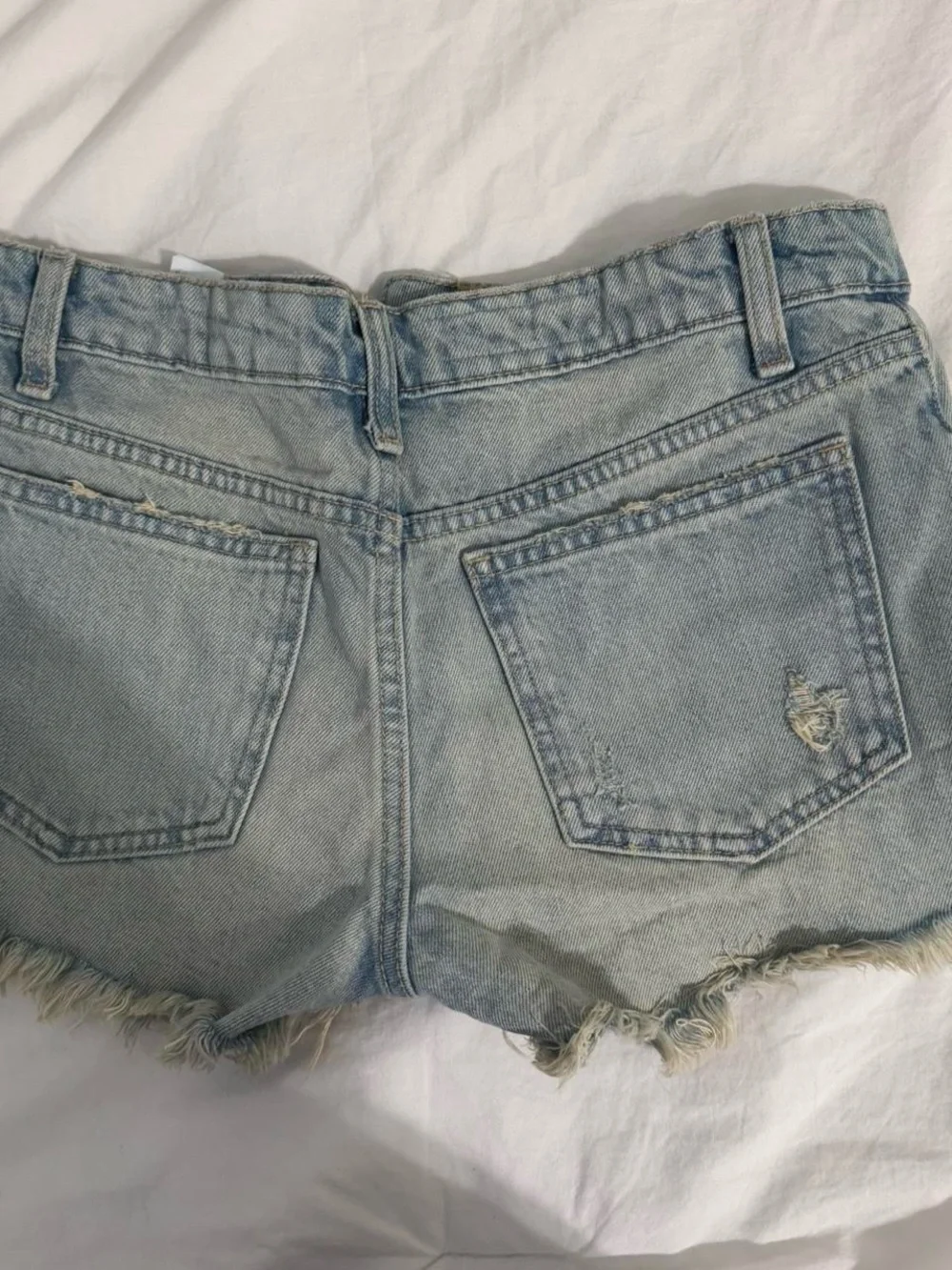 Zara Light Wash Distressed Denim Shorts